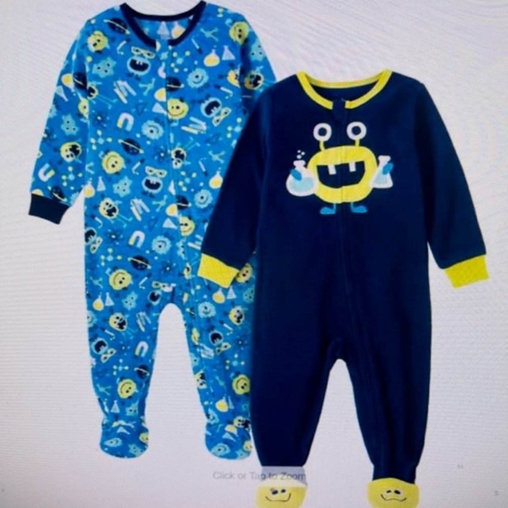 NWT Kid's Headquarters 2-Pack Blanket Sleepers Blue Cartoon size 18 months